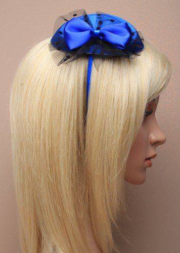 Mini-Pillbox-Hütchen royalblau mit Haarreif