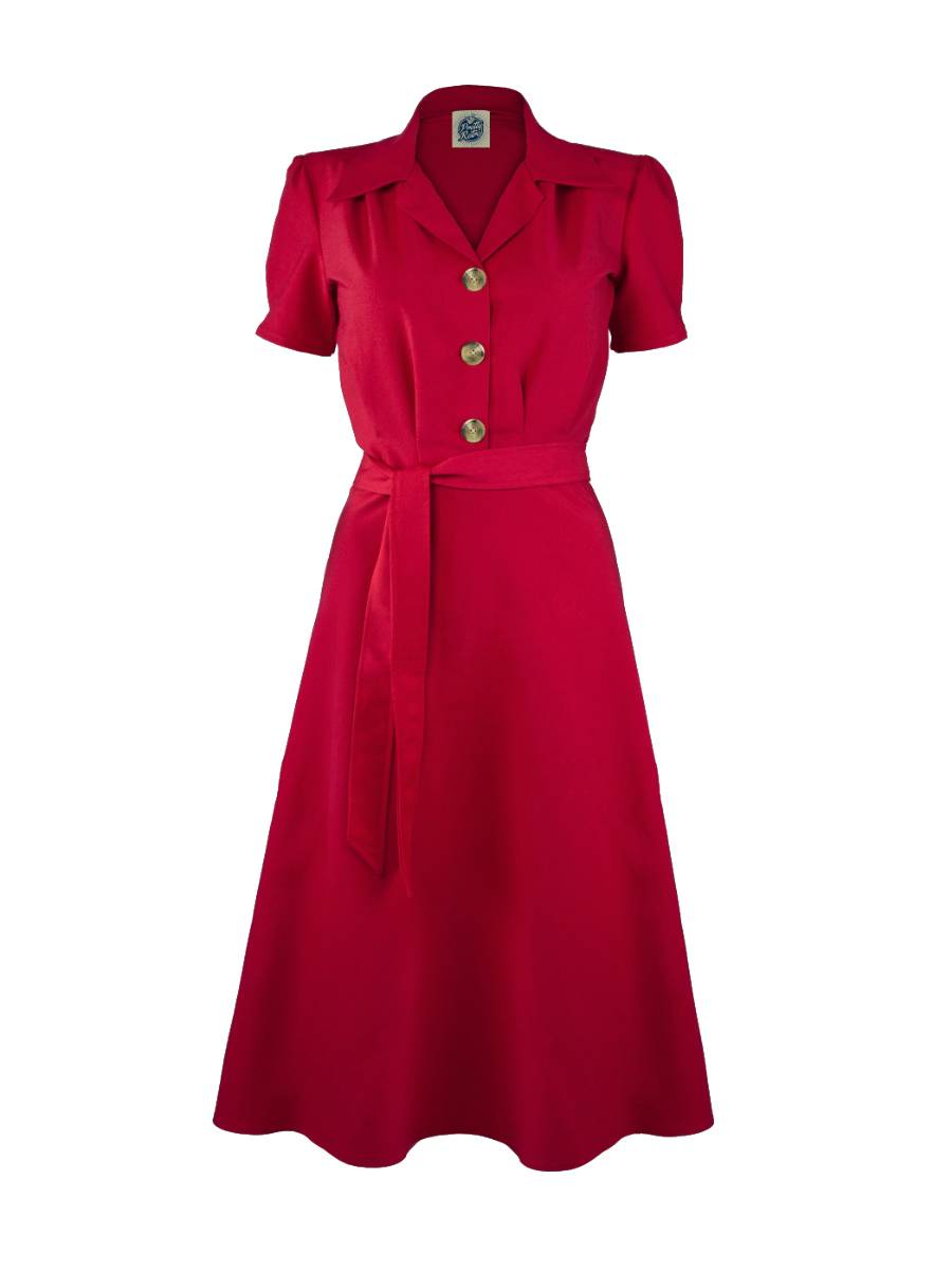 Pretty Retro Kleid 1940s Shirt Dress rot