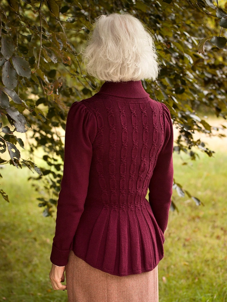 Emmy Screen Siren Cardigan Black Cherry Wool
