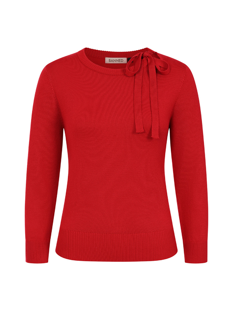 Banned Pullover Bella Bow Jumper rot