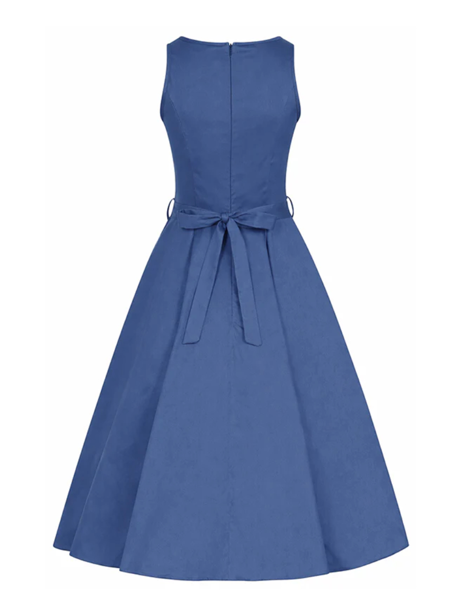 Lady V London Kleid Hepburn Dress Blue Aventurine mittelblau