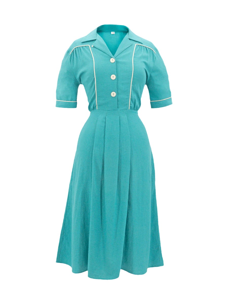Revival Vintage Kleid Harmony Shirt Dress Palm Beach türkis